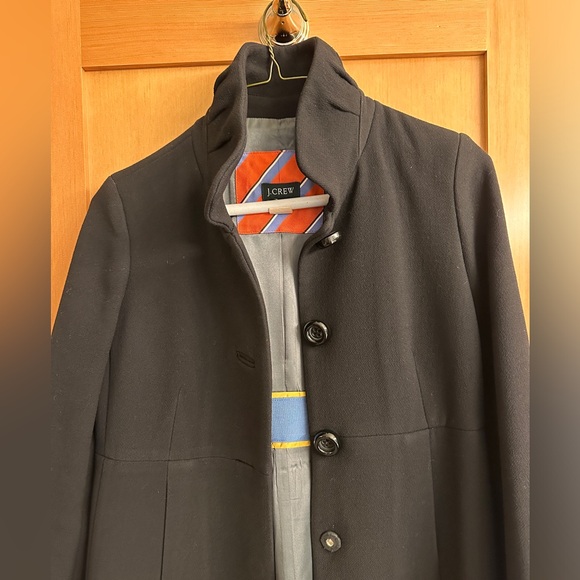 J.Crew Black Long Wool Blend Coat Women’s Size 6 - Picture 2 of 7